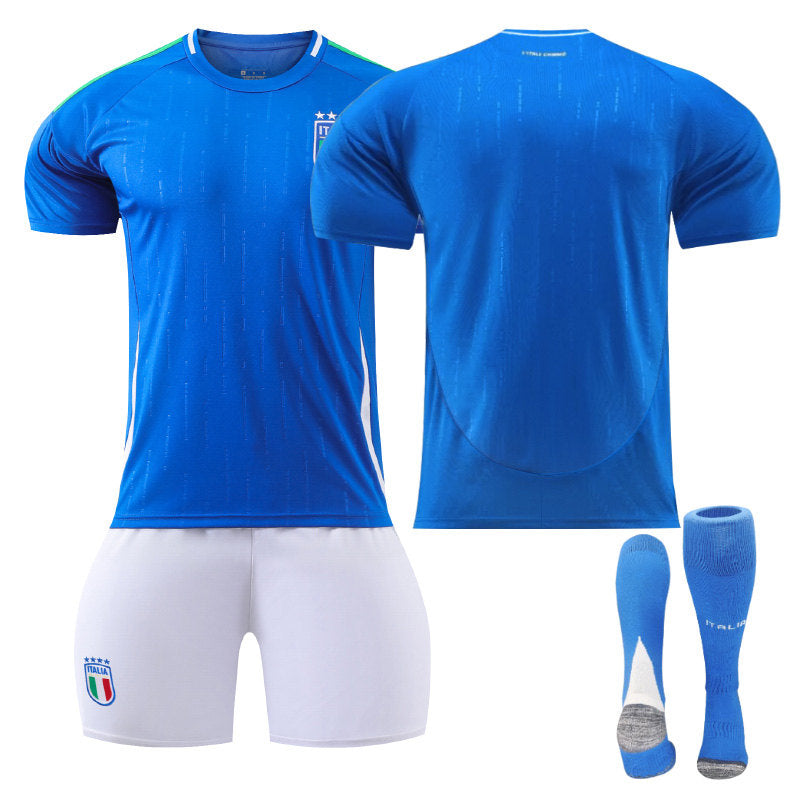 Italy Home Jersey Soccer Jersey Kit Football T-shirt Set for Adult Kids