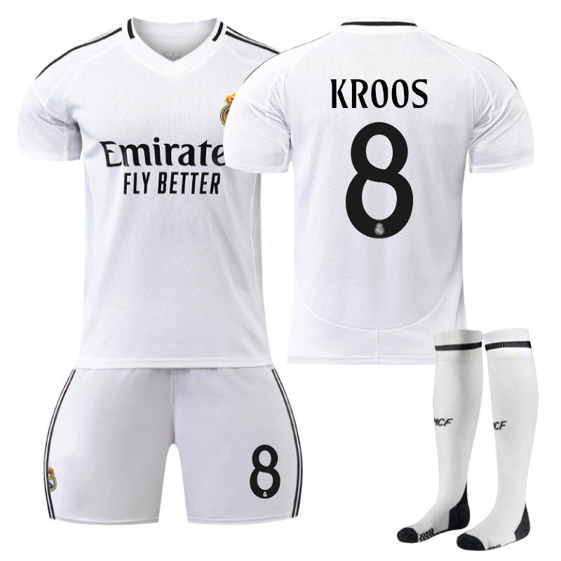 KROOS #8 Real Madrid Club Home Jersey Soccer Jersey Kit Football T-shirt Set for Adult Kids