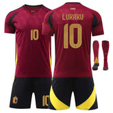 LUKAKU #10 Belgium Home Jersey Soccer Jersey Kit Football T-shirt Set for Adult Kids