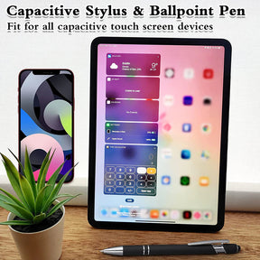 12 Pcs Ballpoint Pen with Stylus Tip 1.0 mm Black Metal Pen Stylus Pen