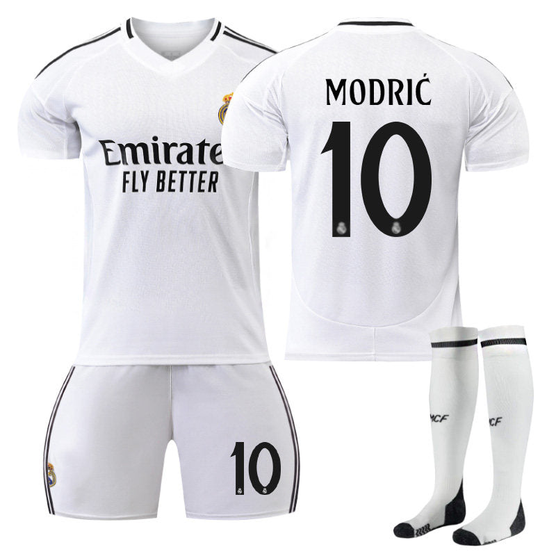 MODRIC #10 Real Madrid Club Home Jersey Soccer Jersey Kit Football T-shirt Set for Adult Kids