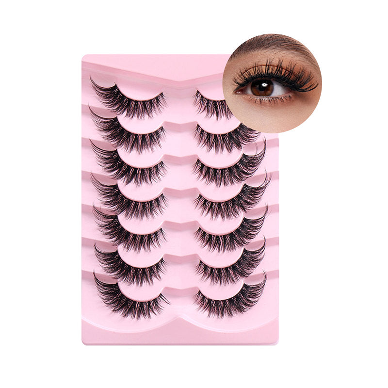 False Eyelashes Fluffy Faux Mink Lashes Fox Eye Curled Lashes 7 Pairs Pack-15mm