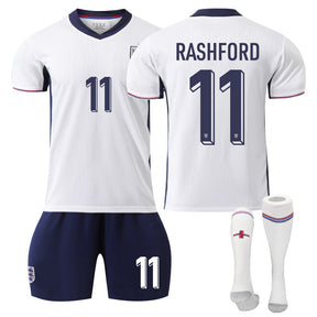 RASHforD #11 England Home Jersey Soccer Jersey Kit Football T-shirt Set for Adult Kids