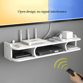 Wall Storage Shelf 2 Tiers for Set-Top Box WiFi Router Punching-Free-B