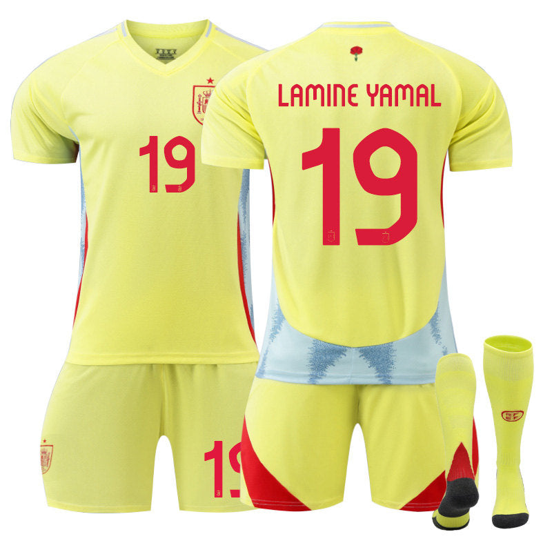 LAMINE YAMAL #19 Spain Away Jersey Soccer Jersey Kit Football T-shirt Set for Adult Kids