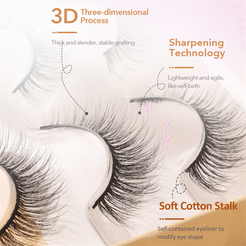 Natural False Eyelashes Wispy Fluffy Lashes Reusable Tapered End Technology Fake Lashes 5 Pairs (F05)