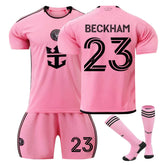 BECKHAM #23 Miami Club Home Soccer Jersey Kit Football T-shirt Set for Adult Kids