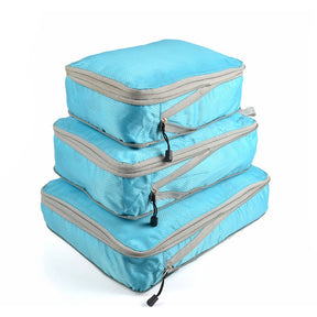 3 Set Compression Packing Cubes Travel Expandable Packing Organizers-SkyBlue