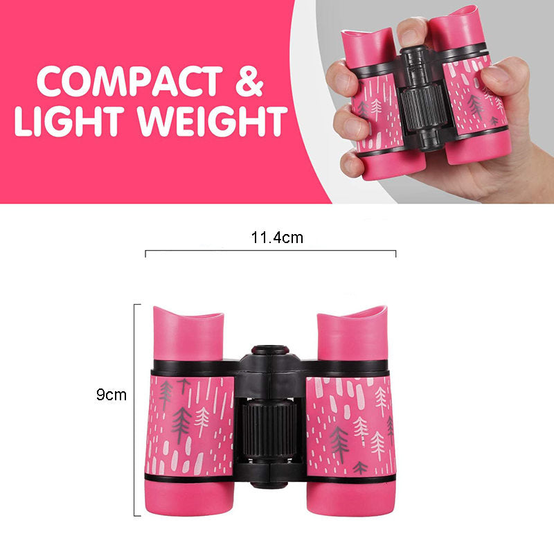 Binoculars Toy for Kids 4x30 Shock Proof Children Gifts for Outdoor Play-Pink