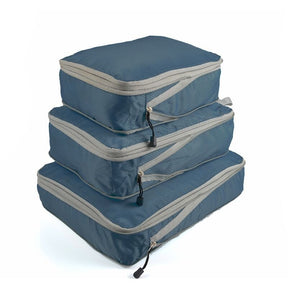 3 Set Compression Packing Cubes Travel Expandable Packing Organizers-NavyBlue