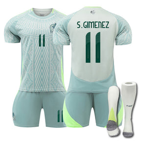 S.GIMENEZ #11 Mexico Away Jersey Soccer Jersey Kit Football T-shirt Set for Adult Kids