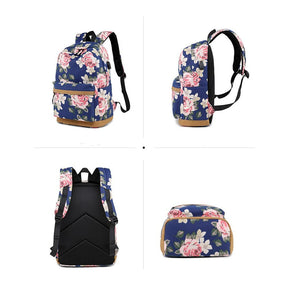 3pcs Girls Backpack Rucksack Travel Flower School USB Shoulder Bag