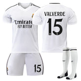 VALVERDE #15 Real Madrid Club Home Jersey Soccer Jersey Kit Football T-shirt Set for Adult Kids