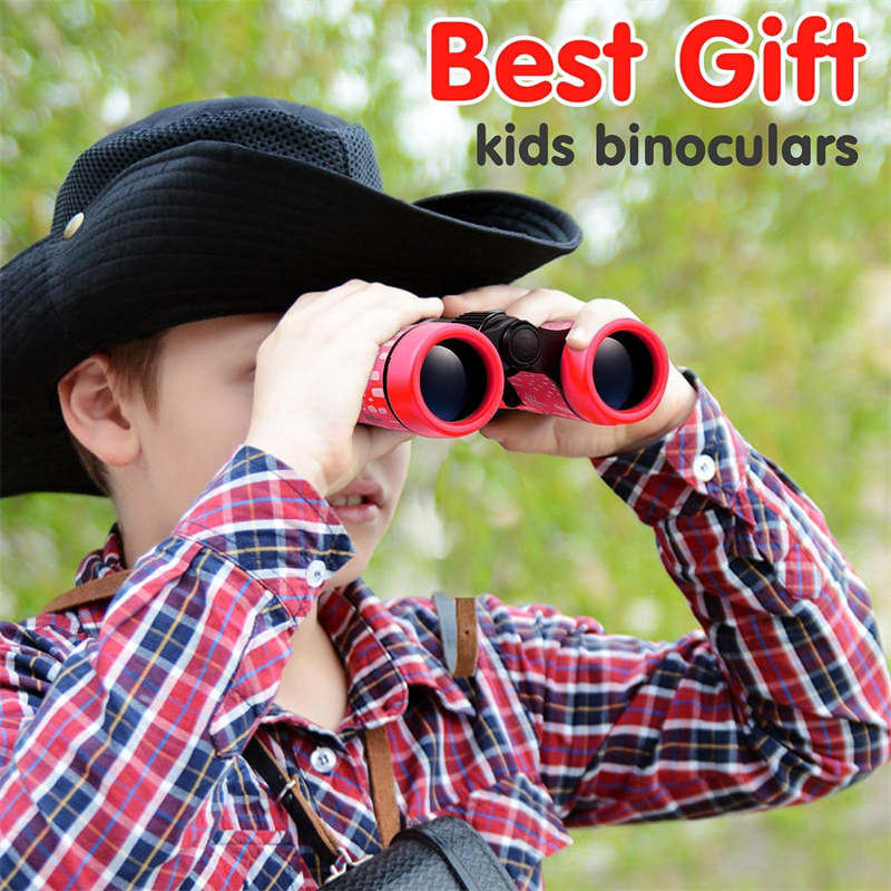 Binoculars Toy for Kids 4x30 Shock Proof Children Gifts for Outdoor Play-Red