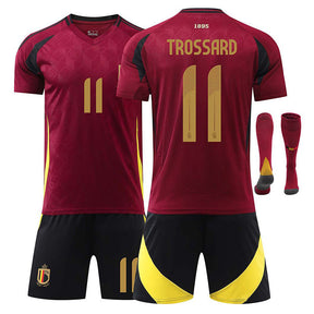 TROSSARD #11 Belgium Home Jersey Soccer Jersey Kit Football T-shirt Set for Adult Kids