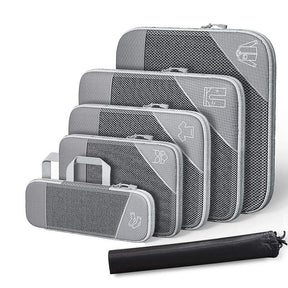 6 Pcs Compression Packing Cubes Expandable Organiser for Travel-Grey