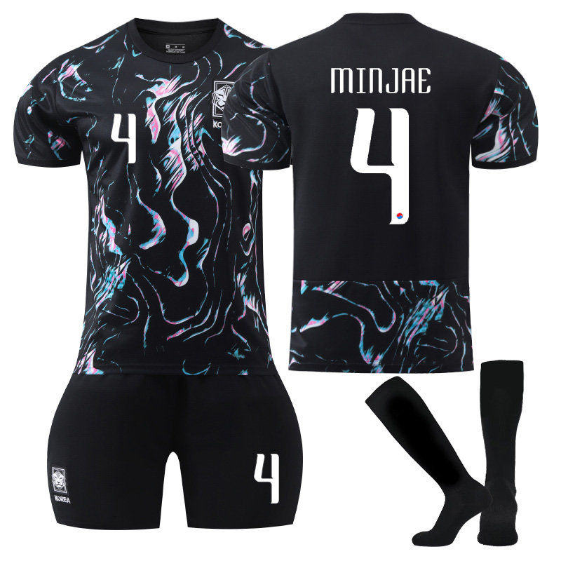 MINJAE #4 Korea Away Jersey Soccer Jersey Kit Football T-shirt Set for Adult Kids