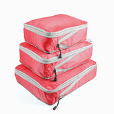 3 Set Compression Packing Cubes Travel Expandable Packing Organizers-Red