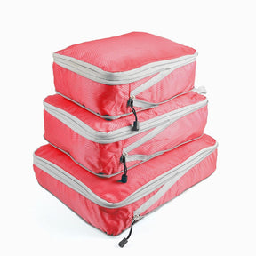 3 Set Compression Packing Cubes Travel Expandable Packing Organizers-Red