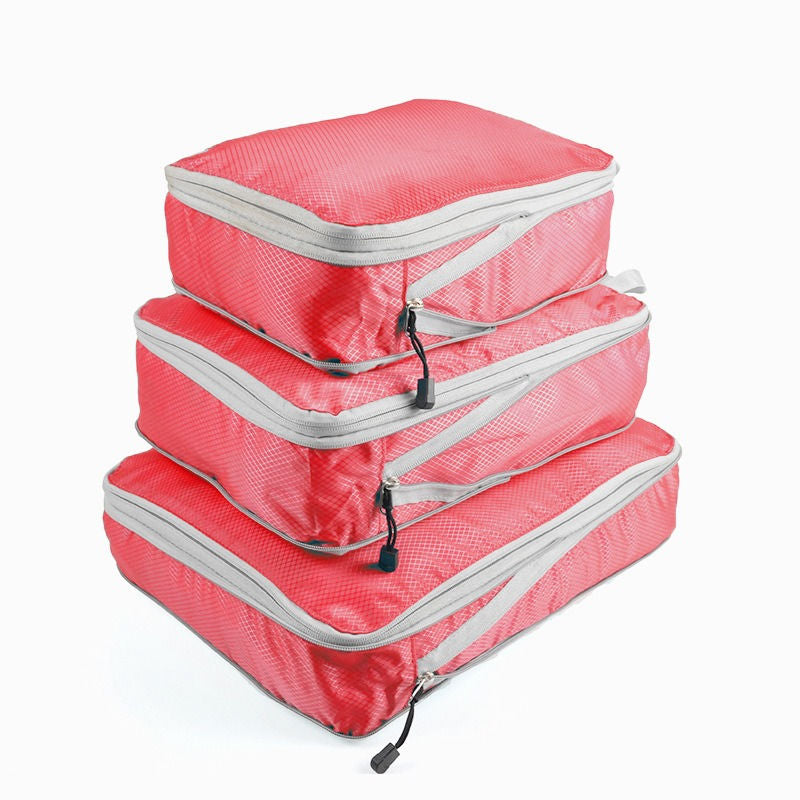 3 Set Compression Packing Cubes Travel Expandable Packing Organizers-Red