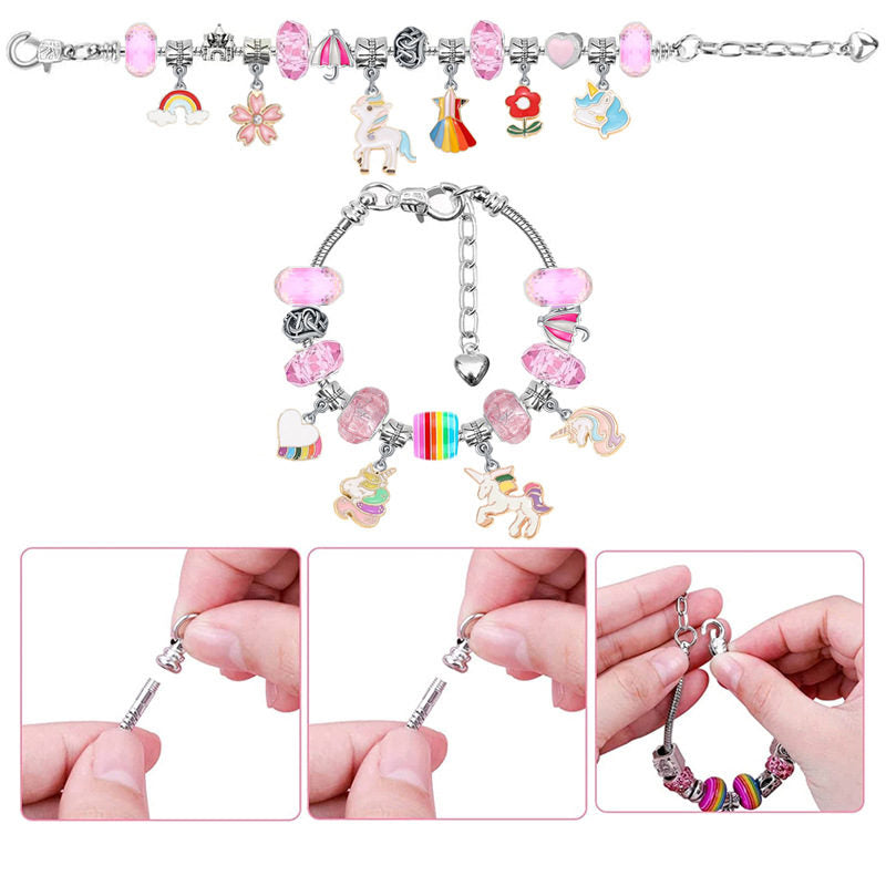 Unicorn Bracelet Making Kit Includes 24 Charms and 2 Chains for Girls