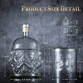 Transparent Creative Whiskey Decanter Set with 2 Glasses Whiskey Carafe for Wine Scotch /Bourbon/Vodk/Liquor - 750ML