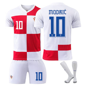 MODRIC #10 Croatia Home Jersey Soccer Jersey Kit Football T-shirt Set for Adult Kids