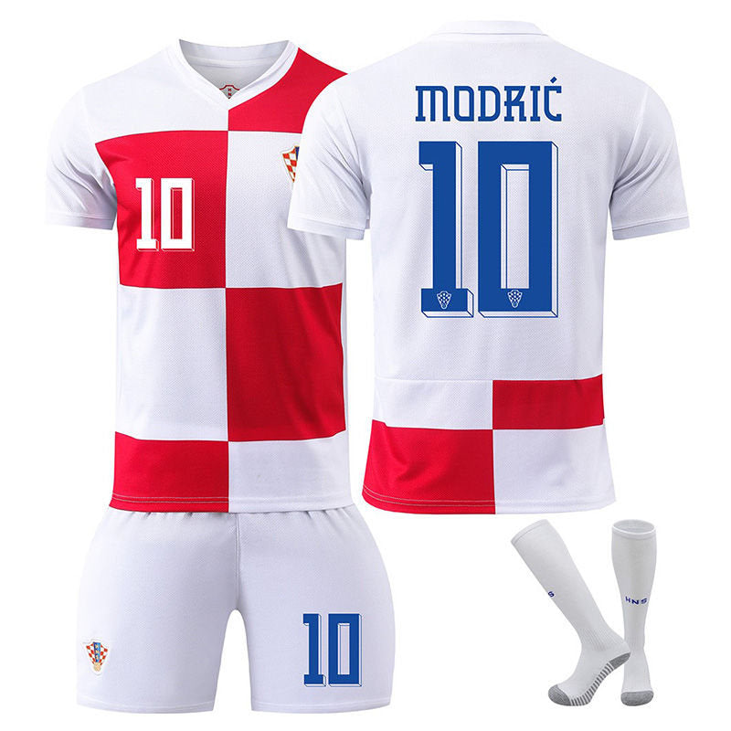 MODRIC #10 Croatia Home Jersey Soccer Jersey Kit Football T-shirt Set for Adult Kids