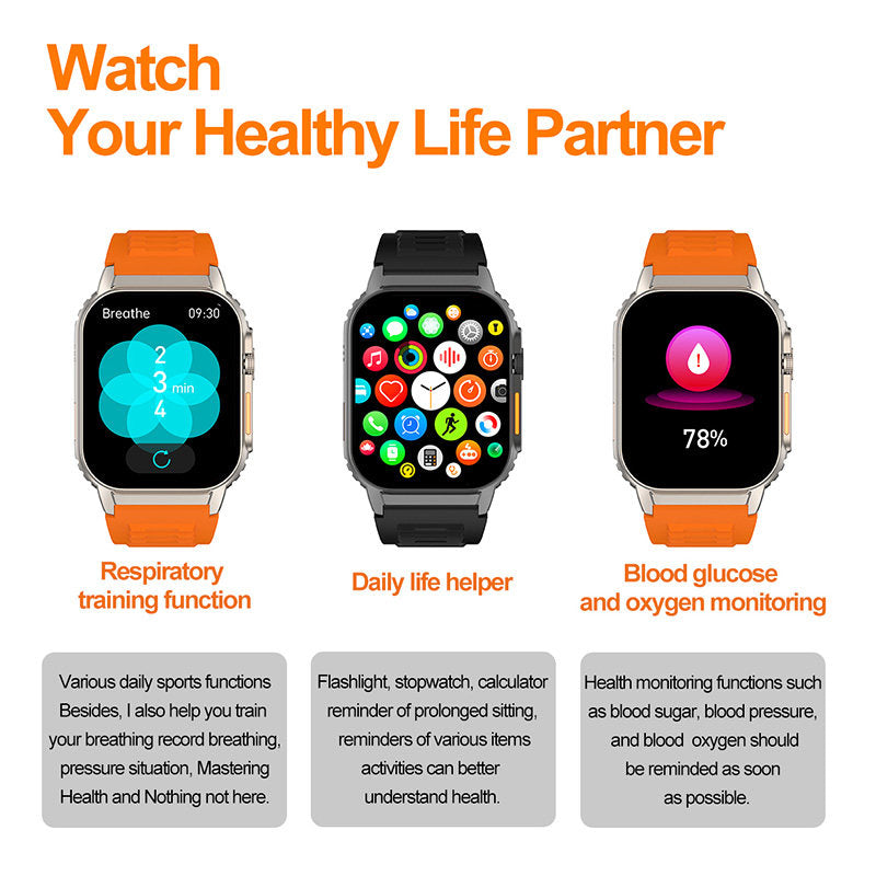 Bluetooth Smart Watch with Blood Pressure and Heart Rate Monitoring-Orange