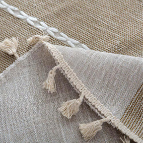 Stitching Tassel Table Cloth Kitchen Decoration Round Dustproof Tablecloth-Coffee