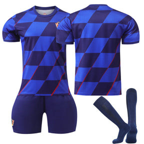 Croatia Away Jersey Soccer Jersey Kit Football T-shirt Set for Adult Kids