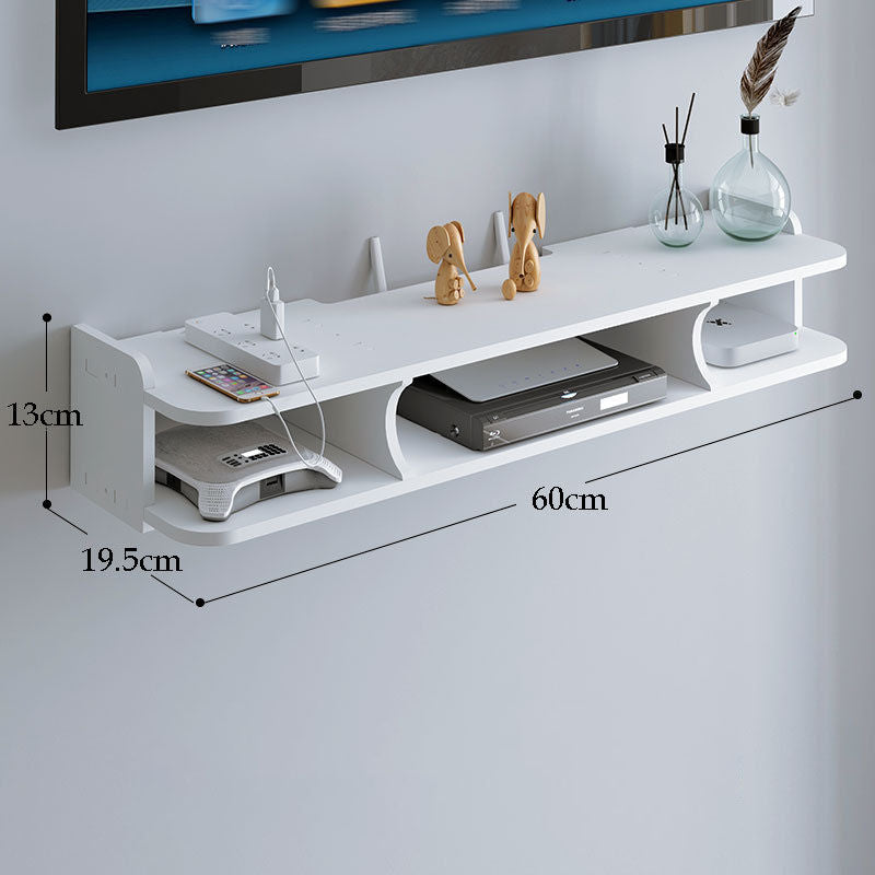 Wall Storage Shelf 2 Tiers for Set-Top Box WiFi Router Punching-Free-B