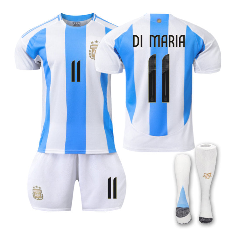 DI MARIA #11 Argentina Home Jersey Soccer Jersey Kit Football T-shirt Set for Adult Kids