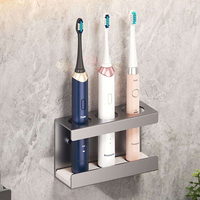 Wall Mounted Electric Toothbrush Holder 3 Slots with Diatomite Dish-Grey