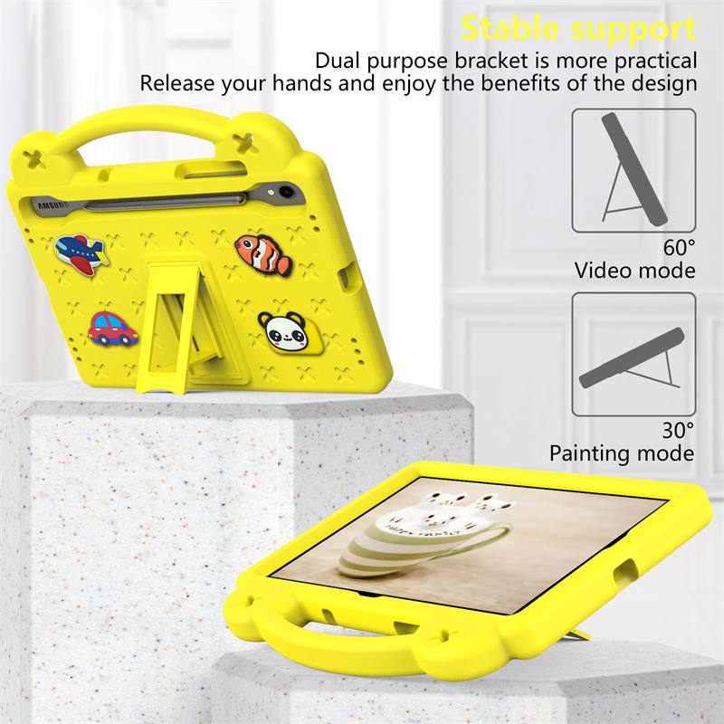 Portable Tablet Case with Handle Stand for Samsung Galaxy A9 Plus-Yellow