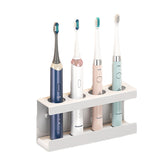 Wall Mounted Electric Toothbrush Holder 4 Slots with Diatomite Dish-White