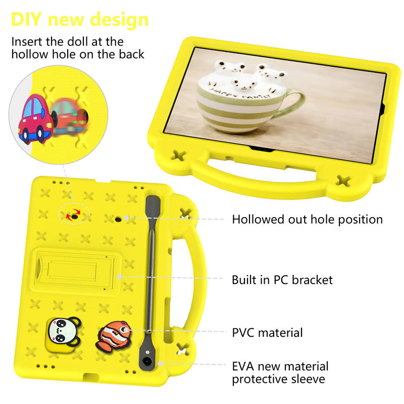 Portable Tablet Case with Handle Stand for Samsung Galaxy A9 Plus-Yellow
