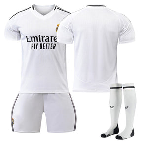 Real Madrid Club Home Jersey Soccer Jersey Kit Football T-shirt Set for Adult Kids