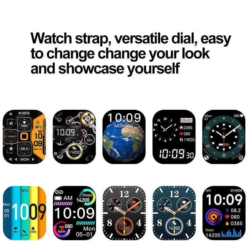 HD Screen Smart Watch 2.01 Inch with Waterproof HRV Fitness Tracker-Gold