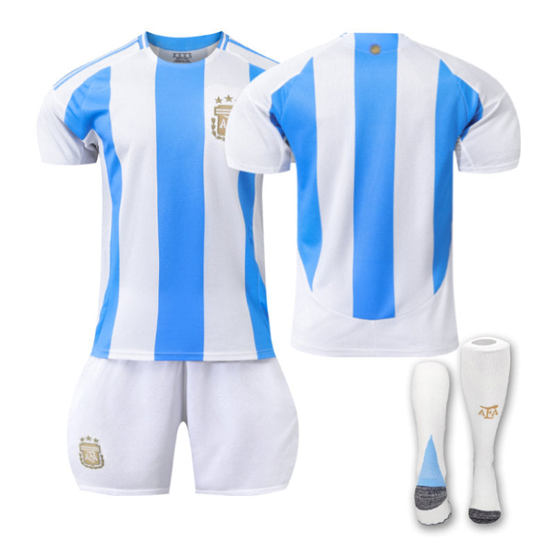 Argentina Home Jersey Soccer Jersey Kit Football T-shirt Set for Adult Kids