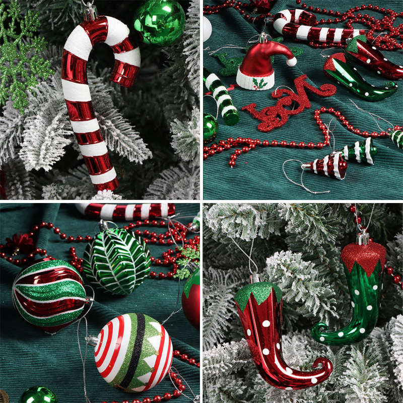 70 Pcs Xmas Tree Ornaments Assorted Shapes for Holiday Party Decor-Red Green White