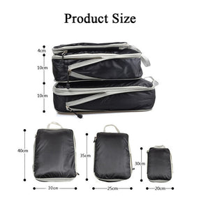 3 Set Compression Packing Cubes Travel Expandable Packing Organizers-Grey