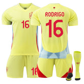 RODRIGO #16 Spain Away Jersey Soccer Jersey Kit Football T-shirt Set for Adult Kids