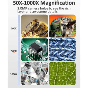 4.3 Coin Microscope 1000X 1080P with 8 Adjustable LEDs Compatible with MacOS Windows