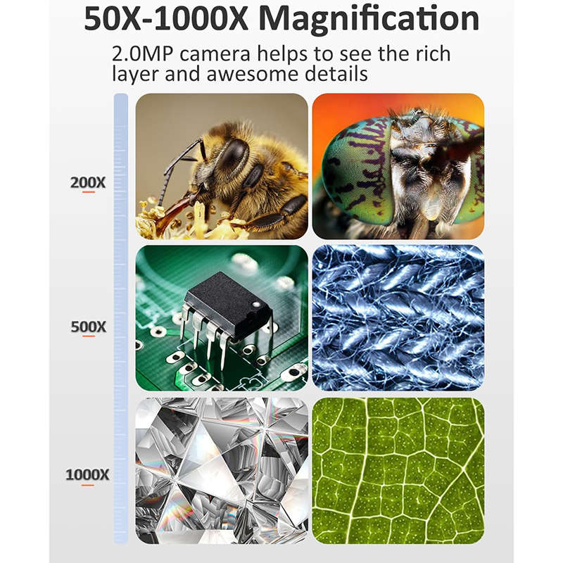4.3 Coin Microscope 1000X 1080P with 8 Adjustable LEDs Compatible with MacOS Windows
