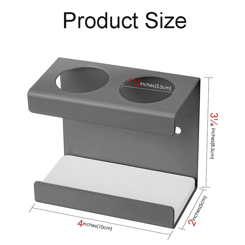 Wall Mounted Electric Toothbrush Holder 2 Slots with Diatomite Dish-Grey