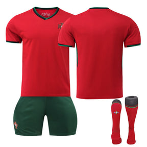 Portugal Home Jersey Soccer Jersey Kit Football T-shirt Set for Adult Kids