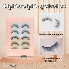 Natural False Eyelashes Wispy Fluffy Lashes Reusable Tapered End Technology Fake Lashes 5 Pairs (F05)