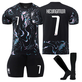 HEUNGMIN #7 Korea Away Jersey Soccer Jersey Kit Football T-shirt Set for Adult Kids