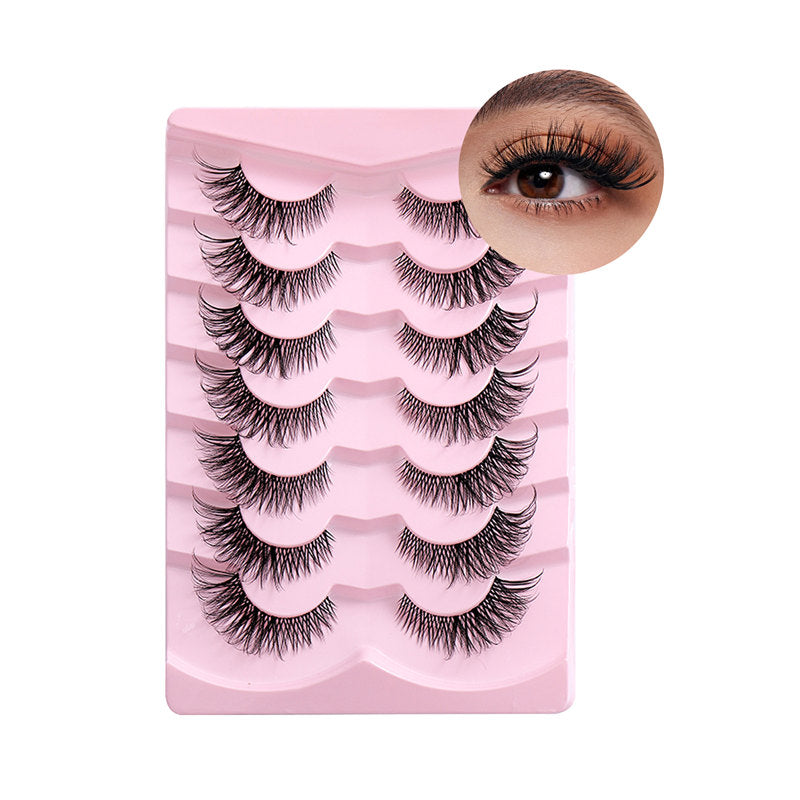 False Eyelashes Fluffy Faux Mink Lashes Fox Eye Curled Lashes 7 Pairs Pack-17mm
